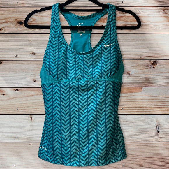 Nike Blue Geometric Tank Activewear Top
